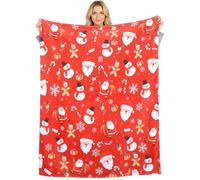 Joyesplay Christmas Blanket Fluffy Throws for Sofa Bed Couch(130 * 150 CM),Christmas Blankets and Throws Plush Winter Cozy Holiday Moose Snowflake(Red 1)