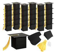 Joyesplay Graduation Candy Boxes,Graduation Hat Shaped Gift Box Black Candy Chocolate Sweet as Graduation Gifts,Graduation Decorations with Yellow Tassel (30PCS)