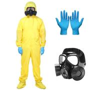 Joyesplay Halloween Breaking Bad Costume Yellow Hazmat Suit for Adult Men,Heisenberg Costume Outfit with Hazmat Jumpsuit Gas Mask Props Gloves(XL)