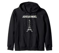 Joyeux Noel French Paris Eiffel Tower Christmas Zip Hoodie