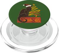 Joyeux Noel Le Chat Noir With Stylized Golden Tree v2 PopSockets PopGrip for MagSafe
