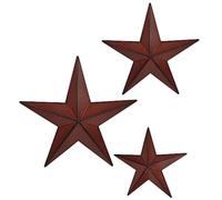 JoyEvy 6" 9" 12"（3pieces Red Black Barn Star Texas Stars Art-Metal Stars for Outside Rustic Vintage Western Wall Decor Country Home Farmhouse Wall Decorations