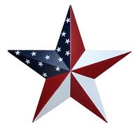JoyEvy American Barn Star US Flag Star Indoor Outdoor Decor, Metal Patriotic Star Wall Decoration, Texas Stars for Outside Rustic Vintage Western Country Home Farmhouse Wall Ornament(19.4inch)