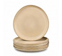 Joyfair 10.5 Inch Irregular Stoneware Dinner Plates Set of 6, Sandy Khaki