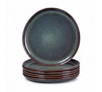 Joyfair 10.5'' Irregular Stoneware Dinner Plates Set of 6, Blackish Green