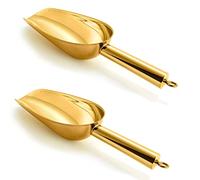Joyfair 2 Pieces Gold Ice Scoop, 3oz Stainless Steel Mini Food Scoops for Kitchen Bar Party, Metal Flour Candy Pet Scooper for Multi-Purpose Use, Sturdy & Durable, Mirror Finished & Dishwasher Safe