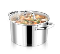 Joyfair 20 cm Cooking Pot, 3-Layer Base Stainless Steel Pot with Glass Lid, Soup Pot Induction for All Hobs, 3.7 L Stewing Pot for Pasta/Soup/Stews, Healthy and Dishwasher Safe