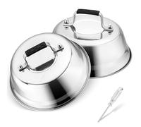 Joyfair 2Pcs Stainless Steel Cheese Melting Dome Basting Cover (23x8.5cm)