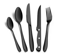 Joyfair 30 Pcs Cutlery Set with Steak Knives, Stainless Steel Flatware Silverware Set for 6 People, Eating Tableware Include Fork Knife Spoon for Home/Camping/Party, Mirror Finished & Dishwasher Safe