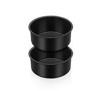 Joyfair 4 Inch Cake Tin Set of 2, Non-Stick Stainless Steel Round Cake Pan, Small Layer Baking Mould for Birthday Wedding, Rust Resistant & Easy to Clean, One-Piece & 5cm Deep (10cm, Black)