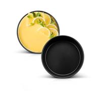 Joyfair 5 Inch Round Cake Tin Set of 2, Nonstick Stainless Steel Round Cake Mould Pan Ideal for Baking Roasting Serving at Birthday Wedding Christmas, Non-Toxic & Rust Resistant (14 X 5cm, Black)