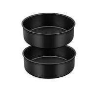 Joyfair 6 Inch Cake Tin Set of 2, Non-Stick Stainless Steel Round Cake Pan, Samll Layer Baking Mould for Birthday Wedding Rust Resistant & Easy to Clean, One-Piece & 5cm Deep (16cm, Black)