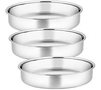 Joyfair 8 Inch Cake Tin for Baking, Stainless Steel Round Layer Cake Mould Pan Set of 3, Oven Toaster Bakeware for Baking and Roasting, Mirror Finish & Dishwasher Safe, Healthy & Durable, 20cm