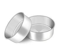 Joyfair 8 Inch Cake Tin, Stainless Steel 7.5cm Deep Cake Tins Set of 2, Extra Deep Round Baking Mould Pan for Birthday/Christmas, Mirror Finish & Dishwasher Safe, Healthy & Durable, 20cm