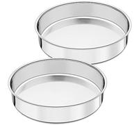 Joyfair 8 inch Cake tin, Stainless Steel Round Cake Mould Pan Set of 2, Layer Baking Tin/Oven Toaster Bakeware for Roasting, One-Piece Molding & Straight Side, Mirror Finish & Dishwasher Safe (20cm)