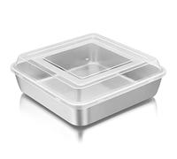 Joyfair 8 Inch Cake Tin, Stainless Steel Square Baking Tin with Lid, 20cm Square Cake Pan Mould Ideal for Roasting Lasagna Brownie Pudding, Healthy & Durable, Matte Finished & Dishwasher Safe