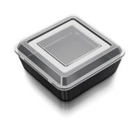 Joyfair 8 Inch Square Cake Tin, Non Stick Cake Pan Mould with Lid, 20cm Stainless Steel Baking Tin Great for Roasting & Storing Brownie Lasagna Fruit and Leftovers, Easy Release & Easy Clean, Black