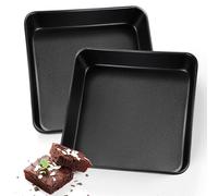 Joyfair 8 Inch Square Cake Tin Set of 2, Stainless Steel Cake Mould with Non-Stick Surface, Baking Pan Ideal for Roasting Bread Lasagna Brownie Beef, Easy Release & Easy Clean, 21cm