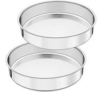 Joyfair 9½ Inch Cake Tin, Stainless Steel Round Cake Mould Tin Set of 2, Layer Baking Pan/Oven Toaster Bakeware for Roasting, One-Piece Molding & Straight Side, Mirror Finish & Dishwasher Safe (25cm)