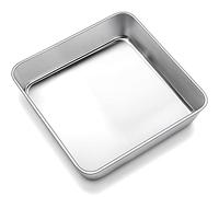 Joyfair 9 inch Cake Tin, Stainless Steel Square Baking Tin/Small Roasting Pan, Cake Mould for Birthday Christmas, Brownie Lasagna Bakeware, Healthy, Matte Finished & Dishwasher Safe, 23.5 x 23.5cm
