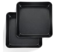 Joyfair 9 Inch Square Cake Tin Set of 2, Stainless Steel Baking Tin with Non-Stick Coating, Cake Pan Mould Ideal for Roasting Bread Lasagna Casserole Beef, Easy Release & Easy Clean, 23.5cm