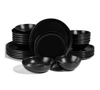 Joyfair Crockery Set for 6 People, 24-Piece Stoneware Dinner Service Set, Irregular Round Crockery Set with Dinner Plates, Dessert Plates, Cereal Bowls, Microwave & Dishwasher Safe, Reactive Matte