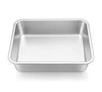 Joyfair Deep Baking Pan, Stainless Steel Cake Pan Mould, Rectangular Cake Tin Ideal for Lasagna Brownies Roast Pie, Heavy Duty & Durable, Oven & Dishwasher Safe, 27 x 21 x 8cm