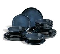 Joyfair Dinner Set, 18 Pieces Stoneware Dinnerware Set Service for 6, Reactive Glaze Irregular Shape Plates and Bowls, Chip & Scratch Resistant, Microwave & Dishwasher Safe, Nebulas Blue
