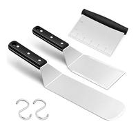 Joyfair Griddle Spatula, Stainless Steel BBQ Spatula Set of 3, Burger Turner/Griddle Accessories/Pancake Flipper Great for Cast Iron BBQ Grill Flat Top, Commercial Grade & Dishwasher Safe
