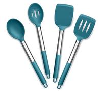 Joyfair Kitchen Utensils Set, 4 Pack Silicone Cooking Utensils Set, Non Stick Stainless Steel Spatula Turner Spoon Ideal for Cooking Mixing Serving Stirring, Heat Resistant & Dishwasher Safe, Blue