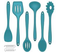 Joyfair Kitchen Utensils Set, 6 Piece Soft Silicone Cooking Utensils with 6 Hooks, Heat Resistant Kitchen Tools Include Spoons Turner Spatula for Non-Stick Cookware, Food Grade & Dishwasher Safe, Blue