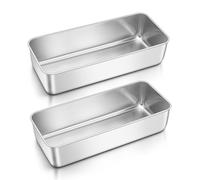 Joyfair Loaf Tin Set of 2, Stainless Steel 3lb Bread Loaf Pan, Large Baking Roasting Mould for Banana Bread/Cake/Lasagna/Brownies, Non Toxic & Rust Resistant, Oven & Dishwasher Safe, 31 x 13 x 7.5 cm