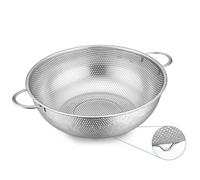 Joyfair Stainless Steel Colander, 22.5cm Metal Micro-Perforated Kitchen Colander Strainer with Handle Great for Rice Food Pasta Fruits Vegetable, Fine Mesh & Dishwasher Safe, 3 Quart