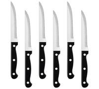 Joyfair Steak Knives Set of 6, Stainless Steel Steak Knives with Serrated Edge, Utility Table Dinner Cutting Set Ideal for Slicing Bread Meat Cake Vegetable, Dishwasher Safe & Ergonomic Handle, 22cm