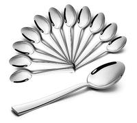 Joyfair Teaspoons, Stainless Steel Dessert Spoon Set of 12, Coffee Spoons Ideal for Coffee Tea Ice Cream Dessert in Home Kitchen Restaurant, Square Edge & Mirror Polished & Dishwasher Safe, 13.5cm