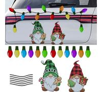 JoyFan 20Pcs Christmas Reflective Car Magnets Set Colorful Bulb Light Magnets with 6 Magnet Wire Refrigerator Garage Magnet Decals for Xmas Holiday Birthday Car Mailbox Decoration, 12 bulbs + 6 wires