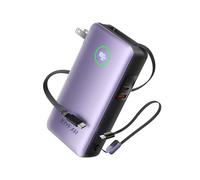 JOYFAR Portable Charger Power Bank - Laptop Battery Pack 65W AC Plug GaN 25000mAh Built in Cable USB C Phone Fast Charging Compatible with iPhone 16 15 14 13 12 11 X iPad MacBook Samsung (Purple)