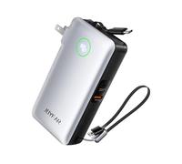JOYFAR - Portable Power Charger - 35W AC Plug Battery Pack GAN 10000mAh Integrated Cable USB C Phone Quick Charge Compatible with iPhone 16, 15, 14, 13, 12, 11 X iPad MacBook