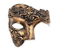 JOYFISCO Masquerade Mask for Men Vintage Half Face Roman Warrior Phantom Of The Opera Masks for Halloween Mardi Gras Prom Ball Cosplay Party Costume (Bronze)