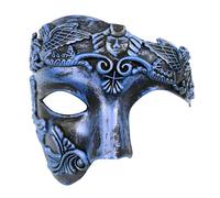 JOYFISCO Masquerade Mask for Men Vintage Half Face Roman Warrior Phantom Of The Opera Masks for Halloween Mardi Gras Prom Ball Cosplay Party Costume (Blue)