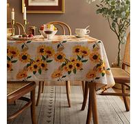 Joyfol Day Sunflower Tablecloth,Orange Floral Table Cloth for Rectangle Tables,Waterproof Resistant Durable Flower Table Cover for Kitchen Dining Room(54 X 78 INCH)