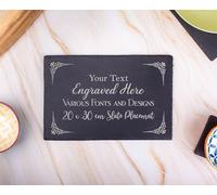 Joyforge Personalised Slate Placemat - Custom Engraved with Your Text or Name - 30 x 20 cm Natural Slate Dining Table Mat, Serving Platter & Unique Housewarming Gift
