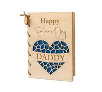 JoyForge Personalised Wooden Father's Day Card - Custom Engraved Keepsake Gift for Dad, Daddy, Grandad - Handmade Bespoke Greetings Card with Envelope - Maple Wood