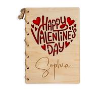 JoyForge Personalized Wooden Valentine's Day Card for Him or Her - 5x7 Real Maple Wood Keepsake with 3D Red Heart - Custom Engraved Romantic Gift for Husband, Wife, Boyfriend, Girlfriend