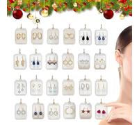 Joyful 2D Acrylic Ornament | Christmas Countdown Calendar, 24 Days Countdown Earring Set | for Gathering Activities Holiday Party Festival Adults Women Family Kids Men