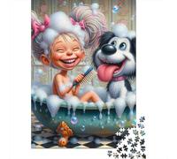 Joyful Bathtub 1000 Pieces Jigsaw paper Puzzle for Adults Brain Training Bubble Bath Pet Puzzle Home Decor Gift 70x50cm/1000pcs