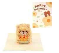 Joyful Bear 3D Pop Up Birthday Card - Kids Soft Plush Adults Greeting