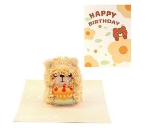 Joyful Bear 3D Pop Up Birthday Card - Kids Soft Plush Adults Greeting