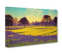 Joyful Bluebell Field Canvas Print | Gallery Wrapped 30mm Frame Wall Art | 30x20 inches | Ready to Hang | Contemporary Landscape Picture | Living Room Bedroom Lounge Office