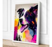 Joyful Border Collie Modern Canvas Wall Art Print 30x20 Inch (76 x 51 cm)